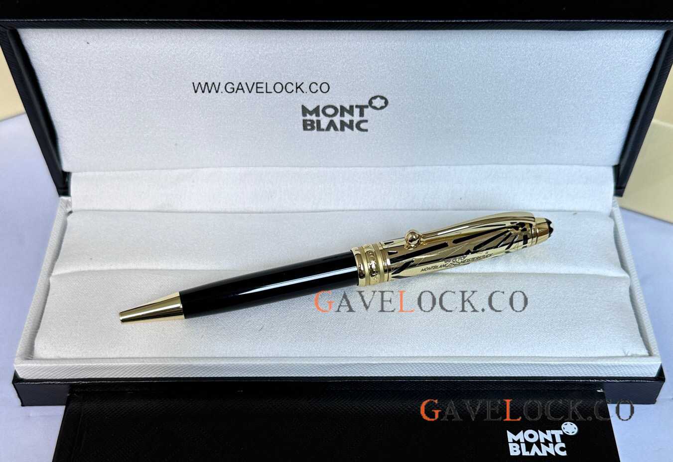 New Replica Montblanc 100th Meisterstück Black-Gold Ballpoint Pen